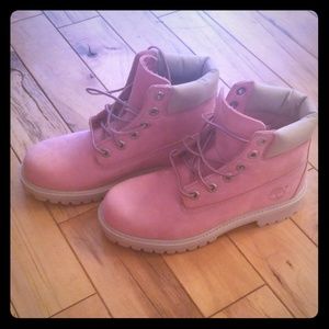 Pink timberland boots